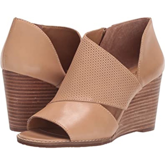 Lucky Brand Shoes - Lucky Brand Jedrek Leather Peep Toe Wedge Boots